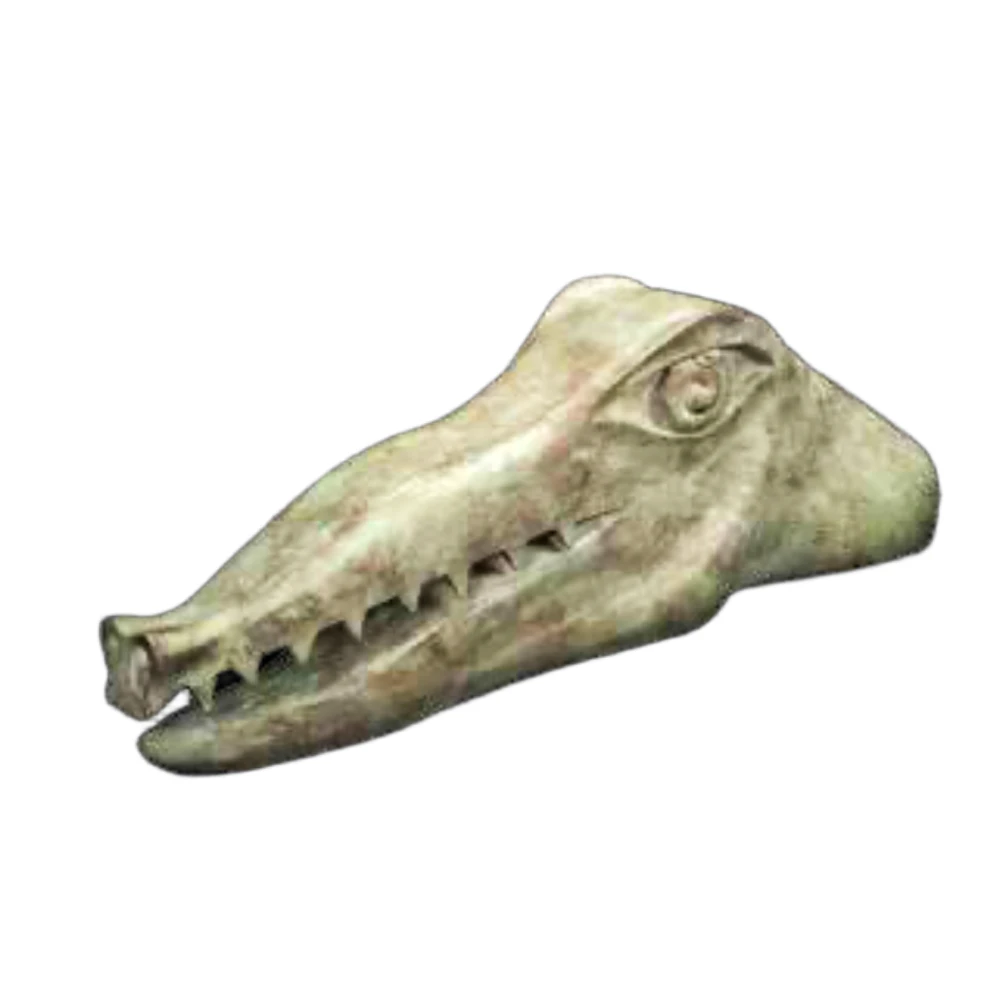 Cabeza de cocodrilo, escultura en bronce