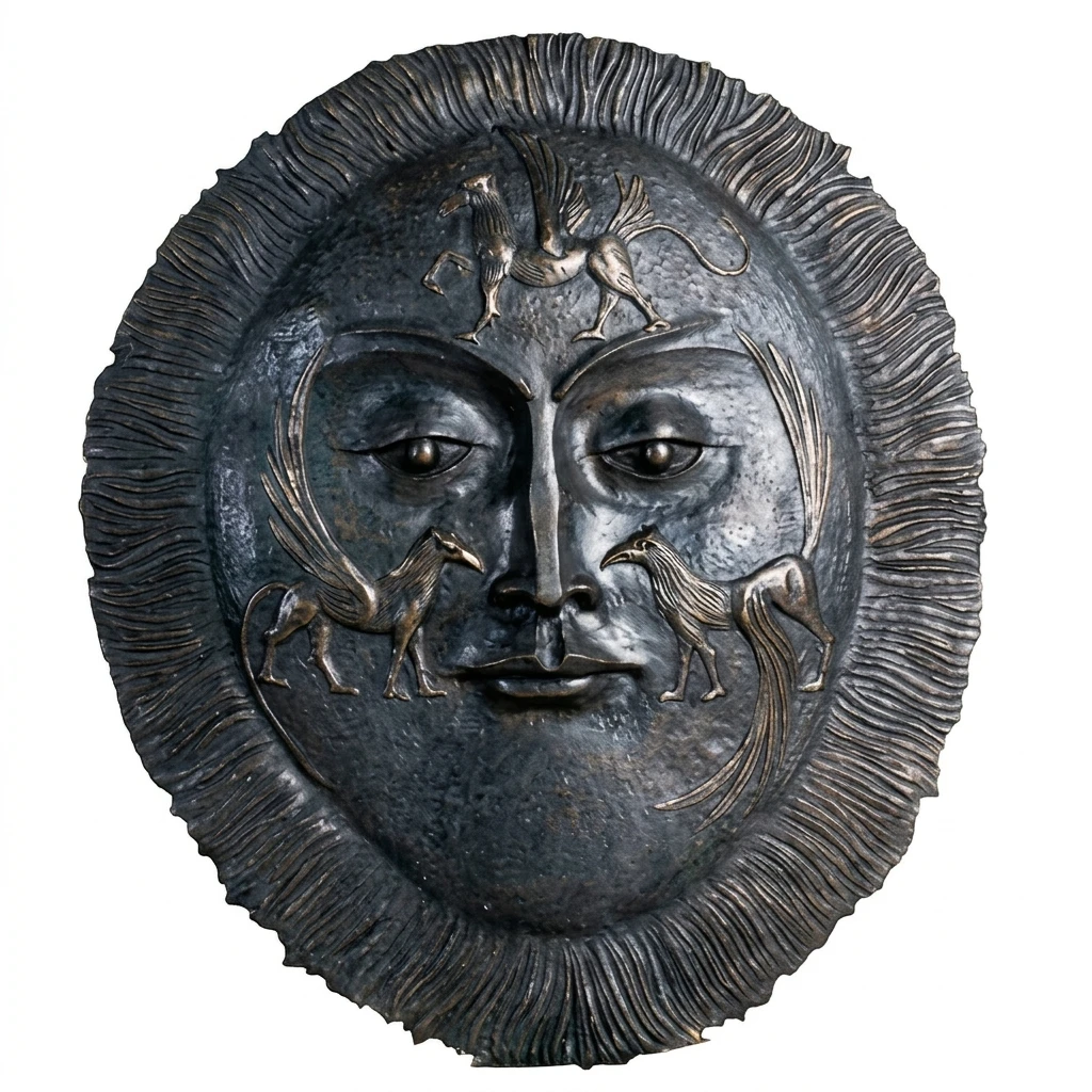 Escultura de bronce Medallón con pegasos (2010)